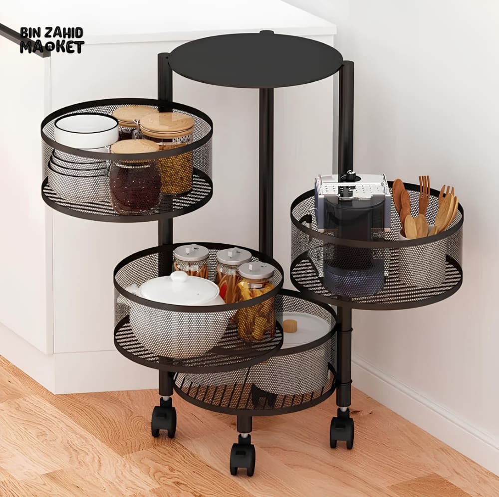 PREMIUM ROUND METAL TROLLEY 4 Layer
