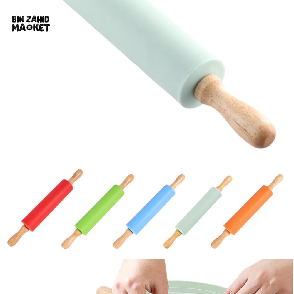 Rouleau pâtisserie silicone avec poignées en bois