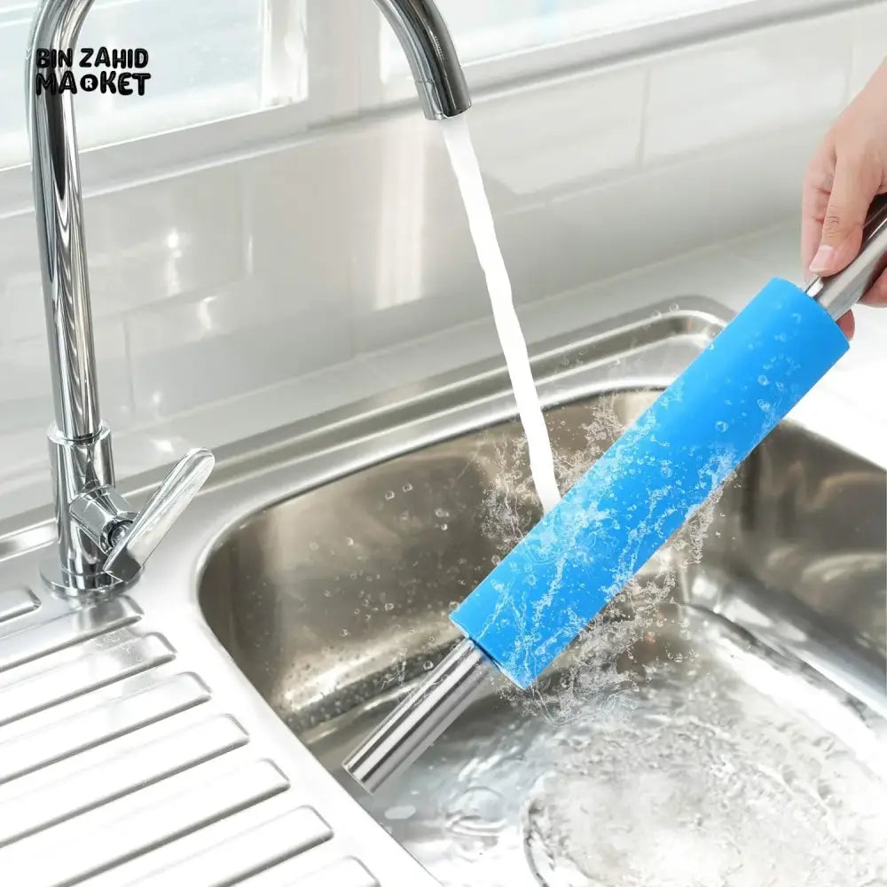 PREMIUM SILICONE ROLLING PIN – METAL CORE STAINLESS STEEL HANDLES NON-STICK ROTI BELAN