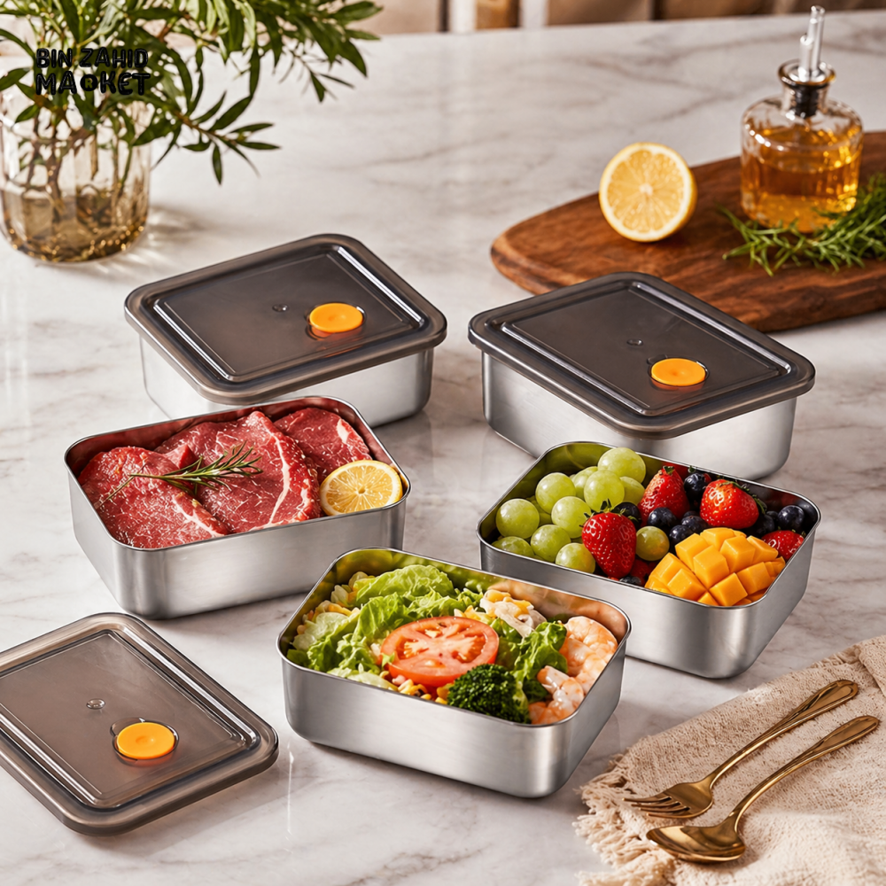 PREMIUM STAINLESS STEEL AIRTIGHT FOOD CONTAINER SET 4 PIECES