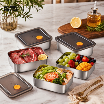 PREMIUM STAINLESS STEEL AIRTIGHT FOOD CONTAINER SET 4 PIECES
