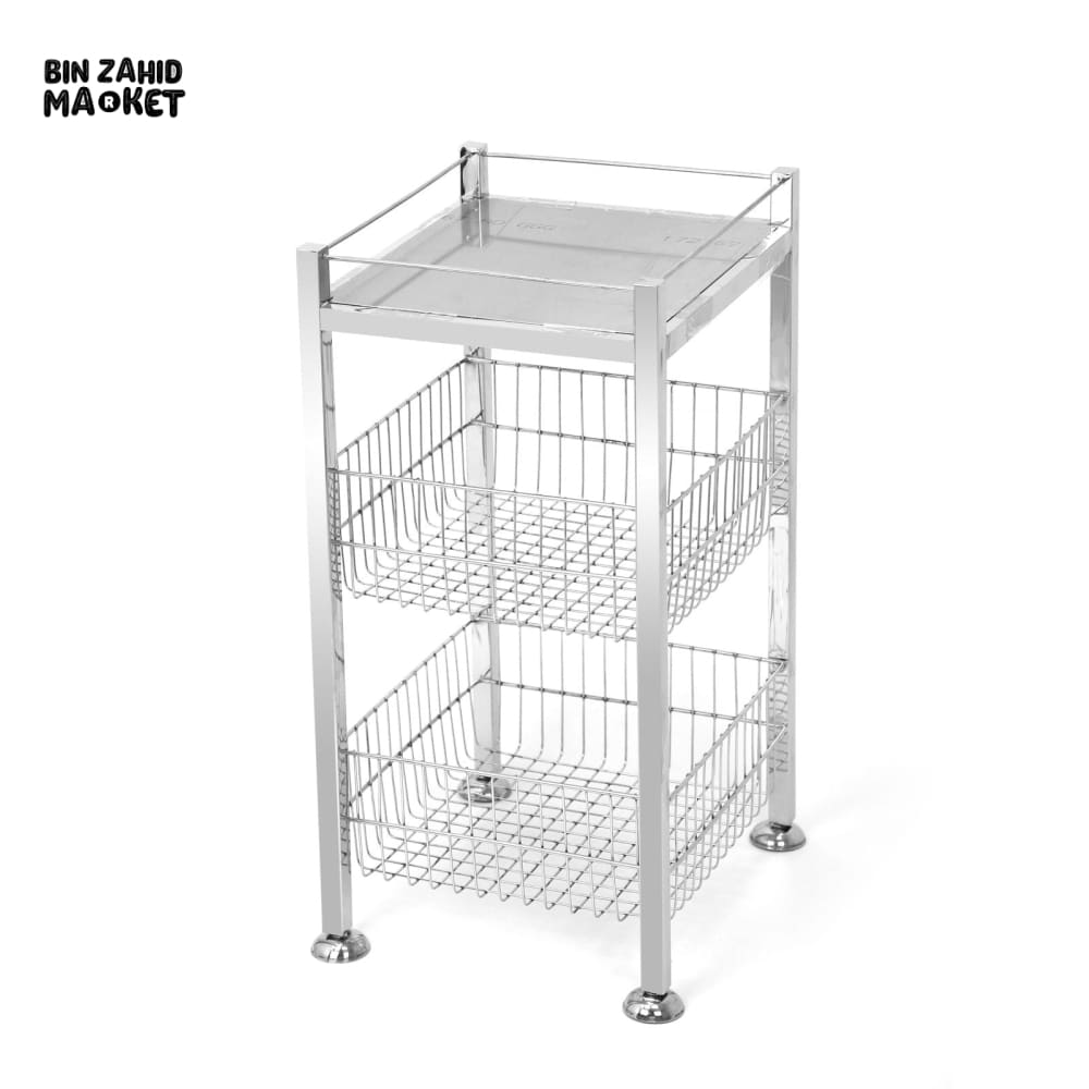 PREMIUM STAINLESS STEEL FRUIT BASKET – SPACE-SAVING & ELEGANT KITCHEN ORGANIZER - 2 TIER