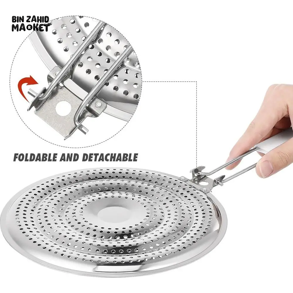 PREMIUM STAINLESS STEEL HEAT DIFFUSER MAT FOLDABLE & DURABLE POT STAND THICKENED DESIGN FOR SAFE & EVEN COOKING