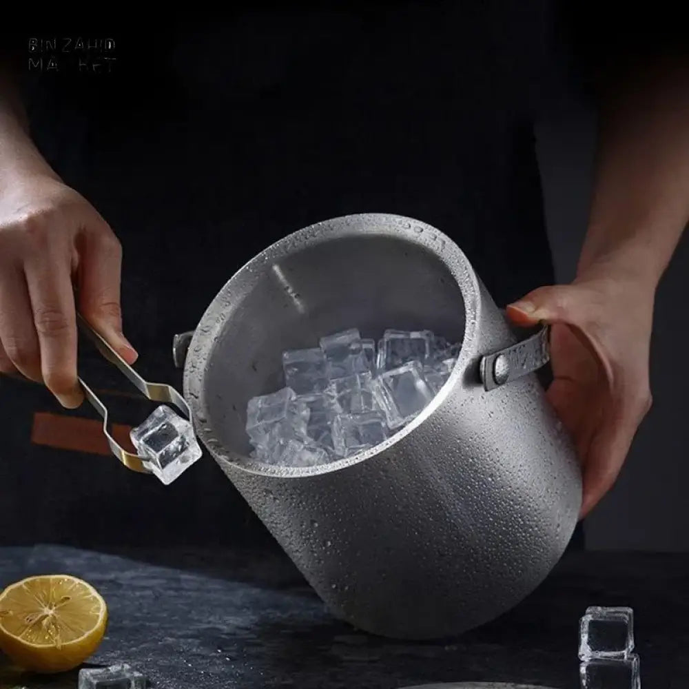 PREMIUM STAINLESS STEEL ICE BUCKET SET WITH TONGS