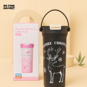PREMIUM STAINLESS STEEL VACUUM COFFEE MUGS 600ML - BLACK