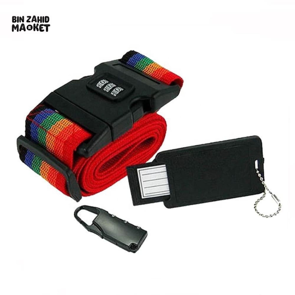 PREMIUM TRAVEL LUGGAGE STRAPS & LOCK WITH TAG – 3 PIECES SET
