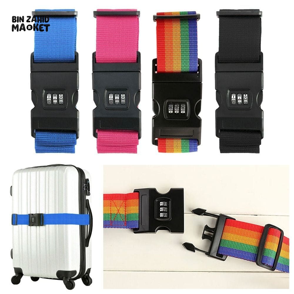 PREMIUM TRAVEL LUGGAGE STRAPS & LOCK WITH TAG – 3 PIECES SET