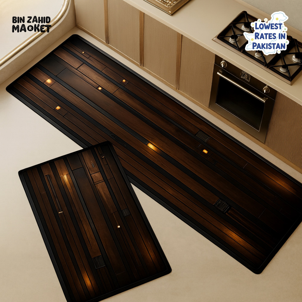 PREMIUM WATERPROOF KITCHEN FLOOR MATS – DURABLE WOOD TEXTURE ANTI-SLIP RUGS