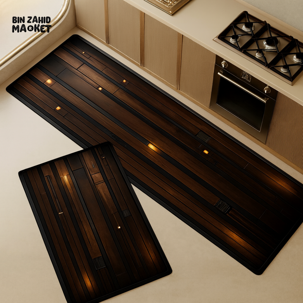 PREMIUM WATERPROOF KITCHEN FLOOR MATS – DURABLE WOOD TEXTURE ANTI-SLIP RUGS