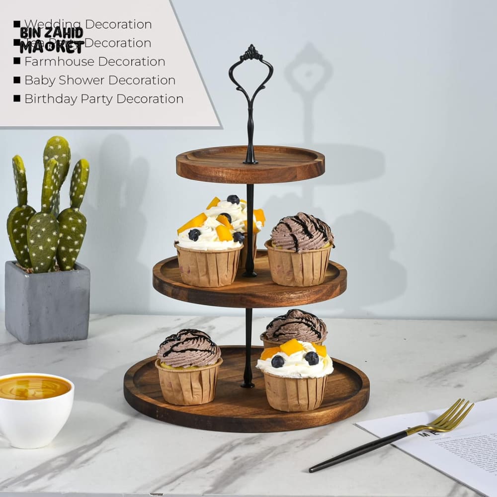 PREMIUM WOODEN TIERED CUPCAKE STAND 3 Tier