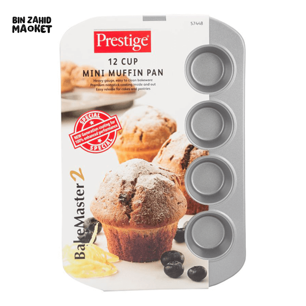 PRESTIGE 12-CUP MINI MUFFIN PAN – NON-STICK BAKEWARE FOR BITE-SIZED TREATS