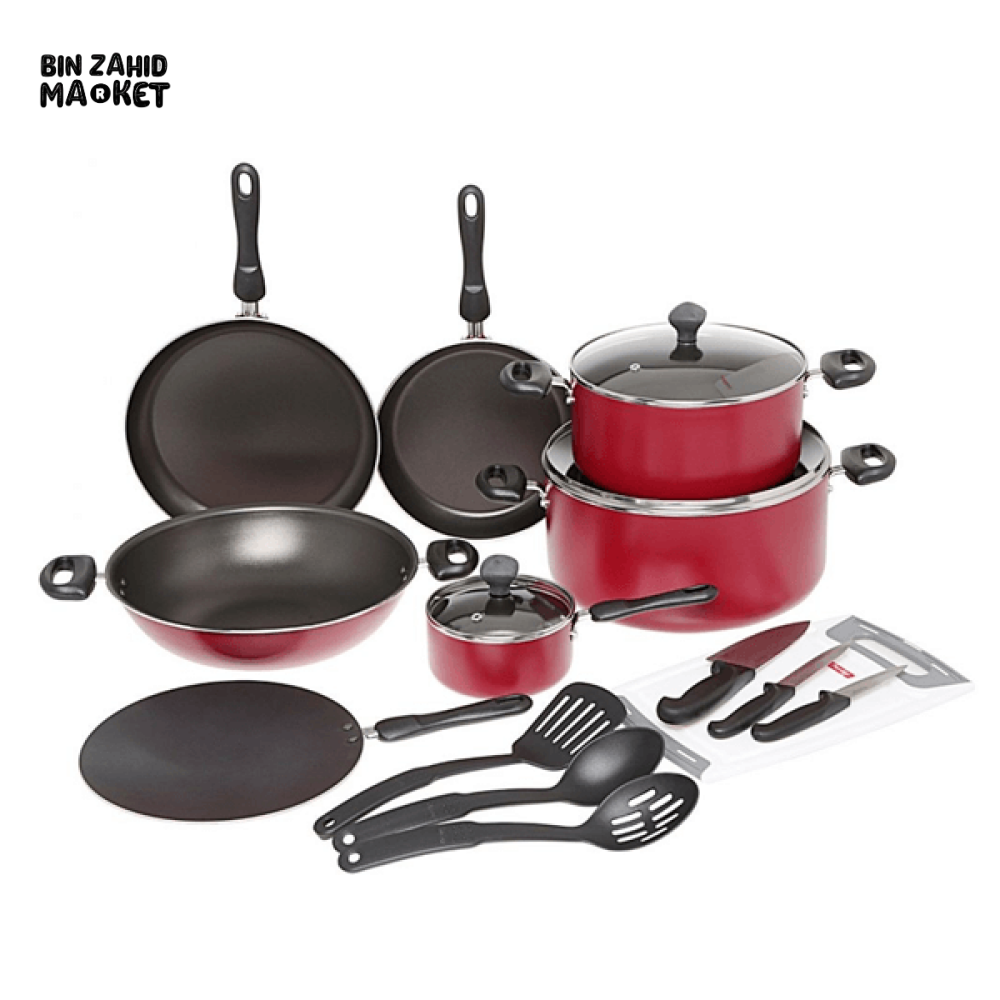 PRESTIGE 17 PIECE COOKING SET NON-STICK COOKWARE – COMPLETE KITCHEN STARTER PACK