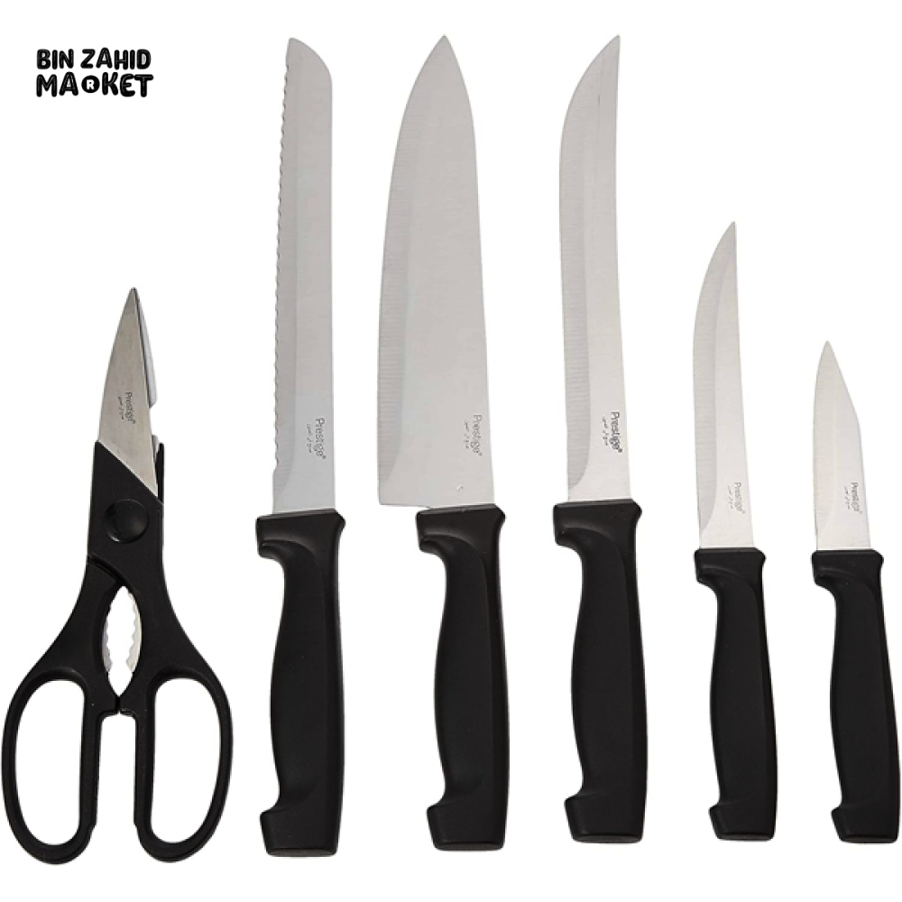 PRESTIGE 7PCS KNIFE SET WITH CUTTING BOARD – STAINLESS STEEL KITCHEN ESSENTIALS