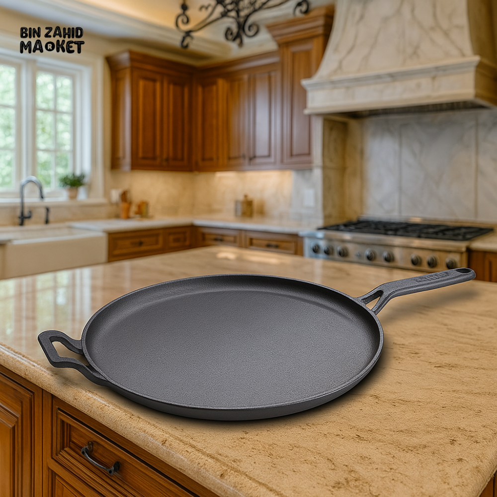 PRESTIGE C-IRON 28CM FLAT TAWA – HEAVY DUTY CAST IRON GRIDDLE FOR DOSA, ROTI & PARATHA COOKING