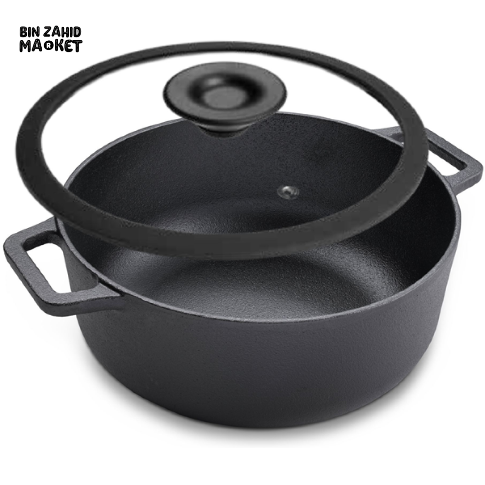 PRESTIGE CAST IRON CASSEROLE 20CM – HEAVY-DUTY COOKWARE WITH GLASS LID FOR SLOW COOKING
