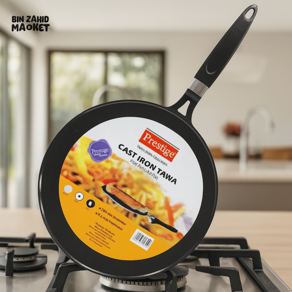 PRESTIGE CAST IRON TAWA 32CM NON-STICK FLAT GRIDDLE PAN FOR ROTI & DOSA