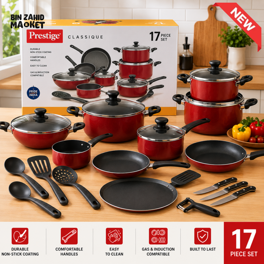 PRESTIGE CLASSIQUE NON-STICK COOKWARE SET - 17 PIECE SET
