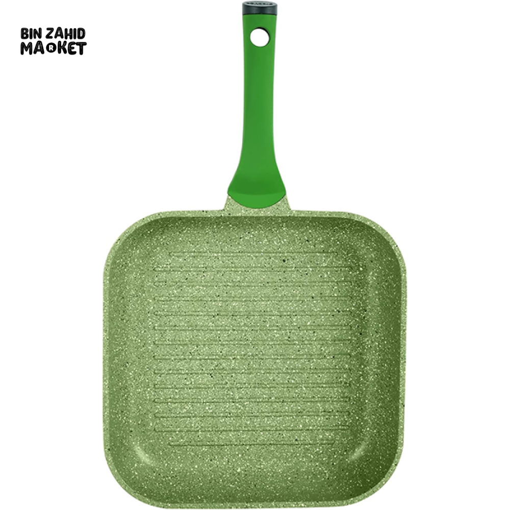 PRESTIGE ESSENTIALS GRANITE GRILL PAN – NON-STICK SQUARE GRILLING PAN WITH EASY GRIP HANDLE