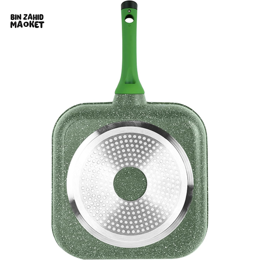 PRESTIGE ESSENTIALS GRANITE GRILL PAN – NON-STICK SQUARE GRILLING PAN WITH EASY GRIP HANDLE