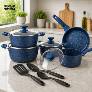 PRESTIGE GRANITE NON-STICK COOKWARE DARK BLUE SET - 12 PIECE SET