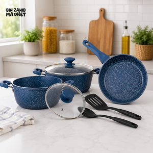 PRESTIGE GRANITE NON-STICK COOKWARE DARK BLUE SET - 7 PIECE SET
