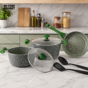 PRESTIGE GRANITE NON-STICK COOKWARE GREEN SET - 7 PIECE SET