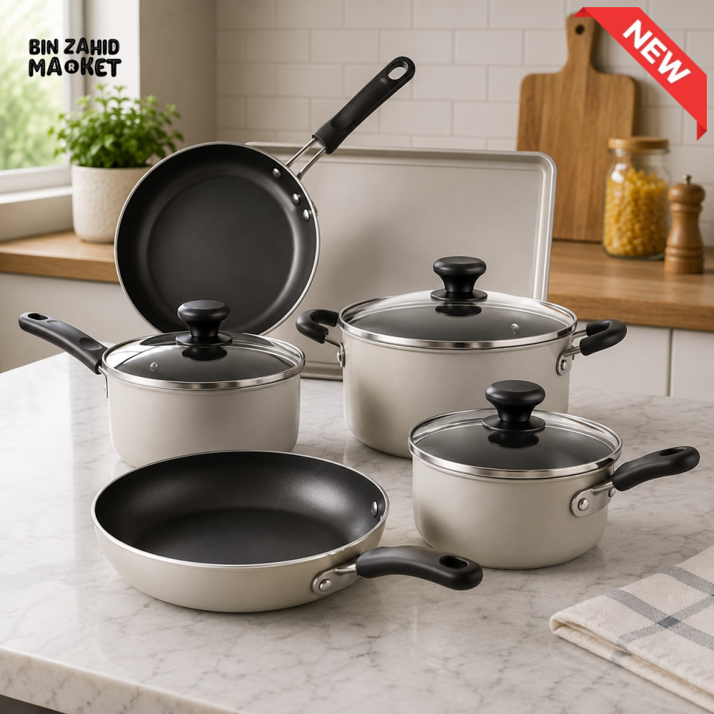 PRESTIGE NON-STICK COOKWARE SILVER SET - 9 PIECE SET