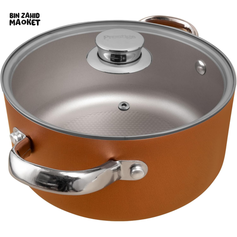 PRESTIGE ULTRA 26CM CASSEROLE 6.2L WITH GLASS LID & PAN HOLDER – NON-STICK COOKING POT