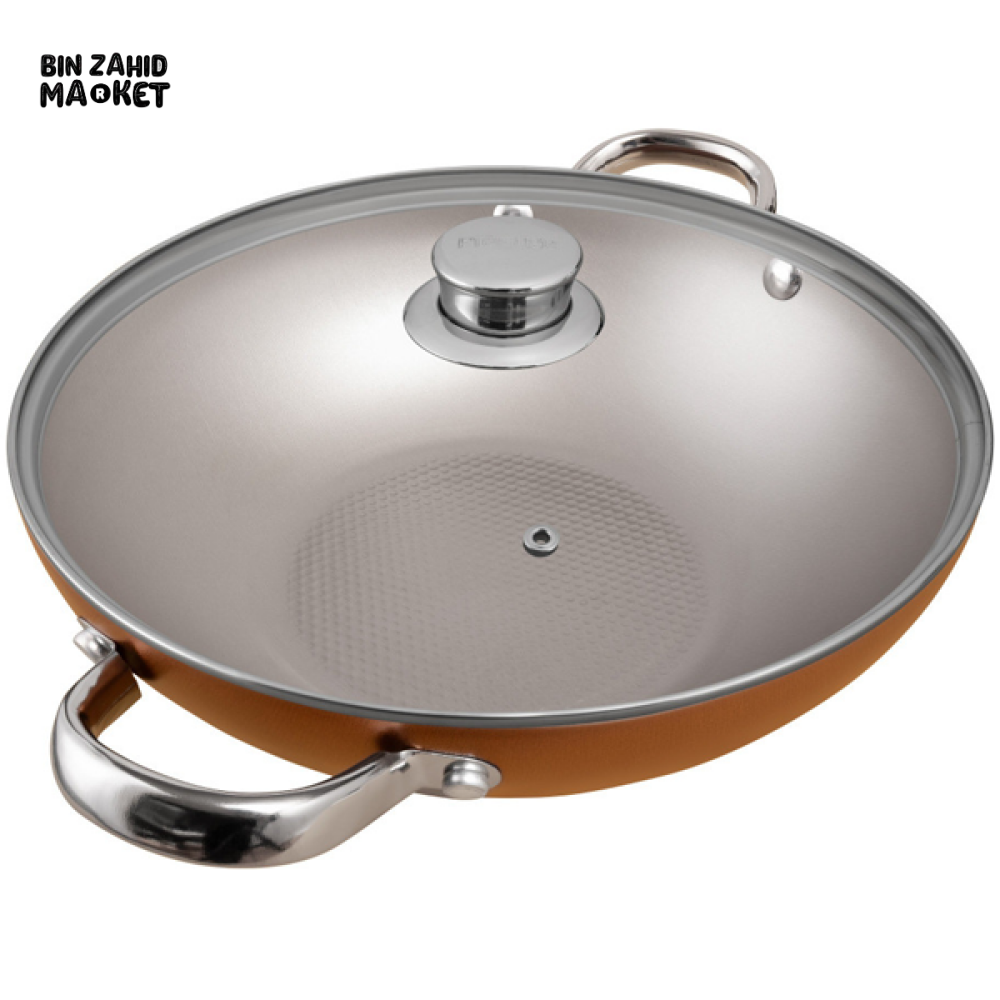 PRESTIGE ULTRA 28CM KADAI WITH GLASS LID & PAN HOLDER – NON-STICK DEEP COOKING WOK