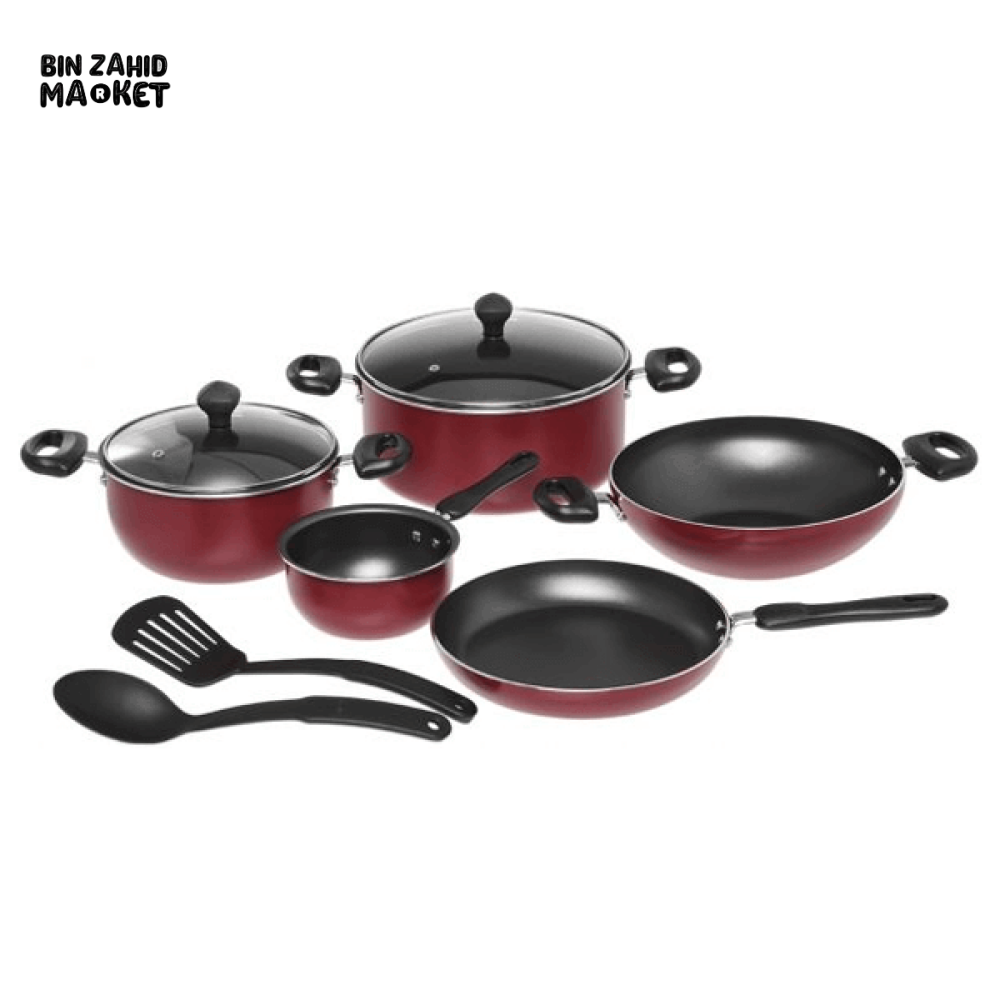 PRESTIGE VALUE COOKING SET 9 PIECE – NON-STICK POTS & PANS KITCHEN COOKWARE COMBO