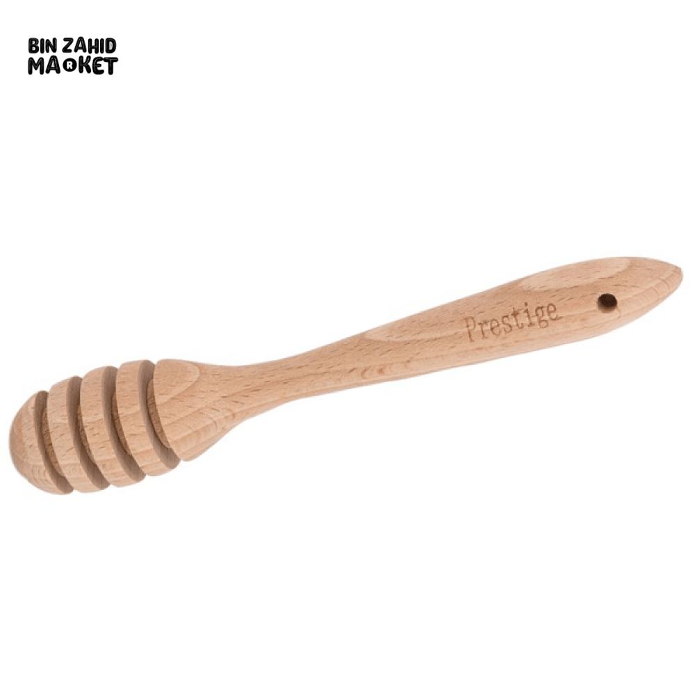 PRESTIGE WOOD HONEY DISPENSER – EASY POUR HONEY JAR WITH WOODEN DIPPER