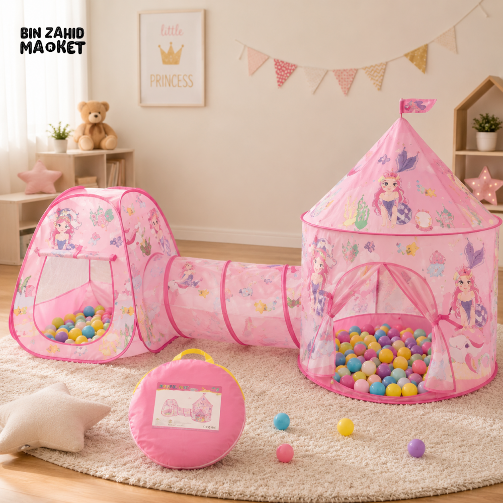 PRINCESS KIDS PLAY TENT WITH CRAWL TUNNEL