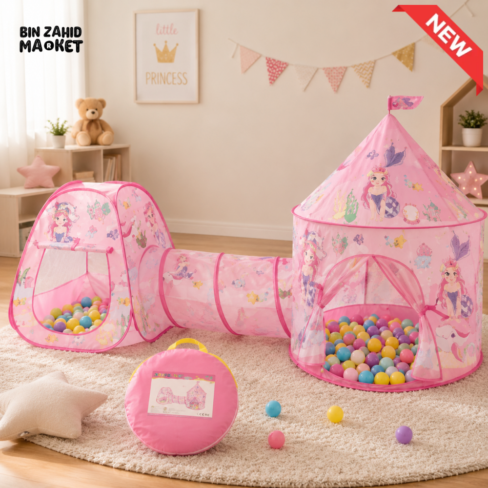 PRINCESS KIDS PLAY TENT WITH CRAWL TUNNEL