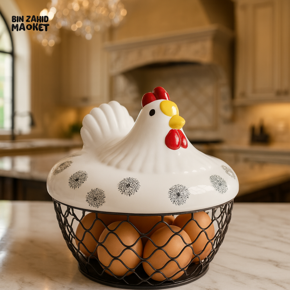 CERAMIC CHICKEN EGG BASKET 4800