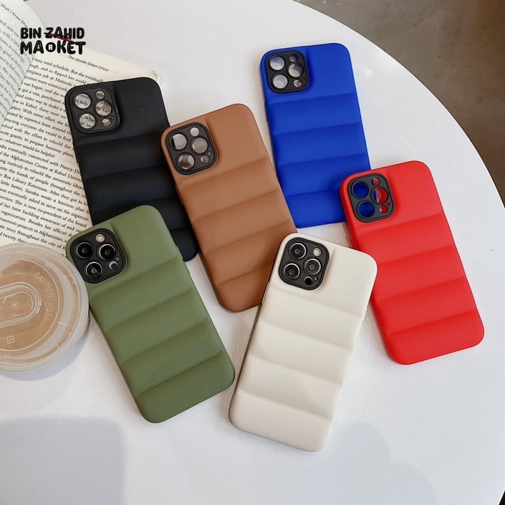 PUFFER JACKET DESIGN IPHONE CASE – STYLISH QUILTED SHOCKPROOF COVER