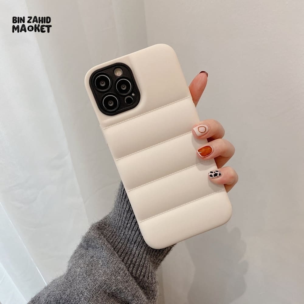 PUFFER JACKET DESIGN IPHONE CASE – STYLISH QUILTED SHOCKPROOF COVER Off-White