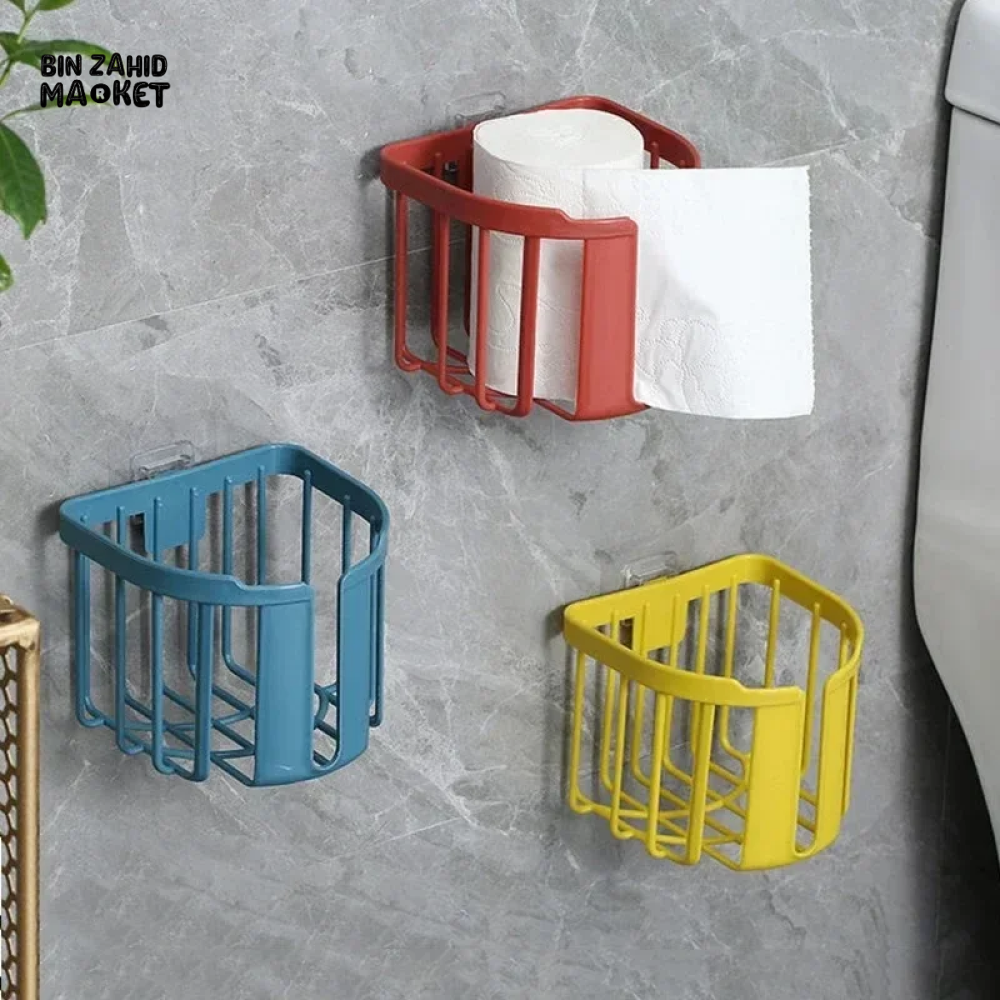 PUNCH-FREE TOILET PAPER SHELF WALL-MOUNTED TISSUE ROLL HOLDER