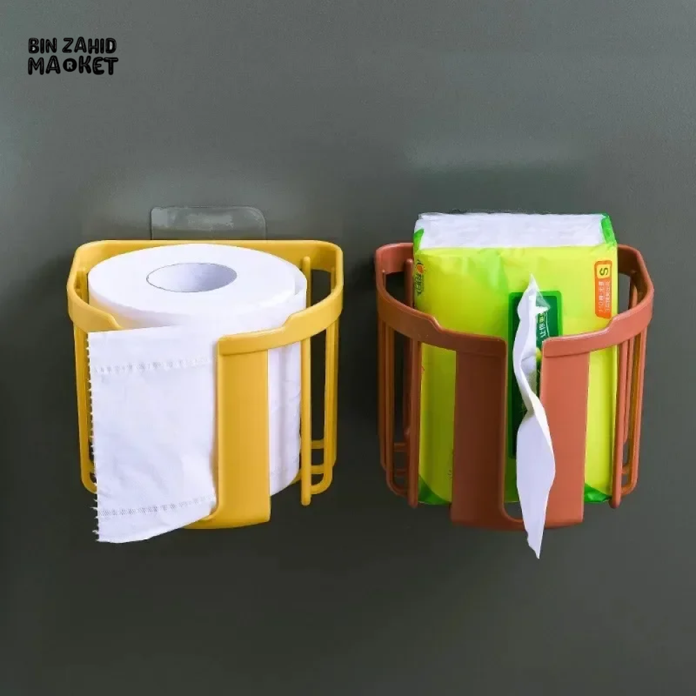 PUNCH-FREE TOILET PAPER SHELF WALL-MOUNTED TISSUE ROLL HOLDER