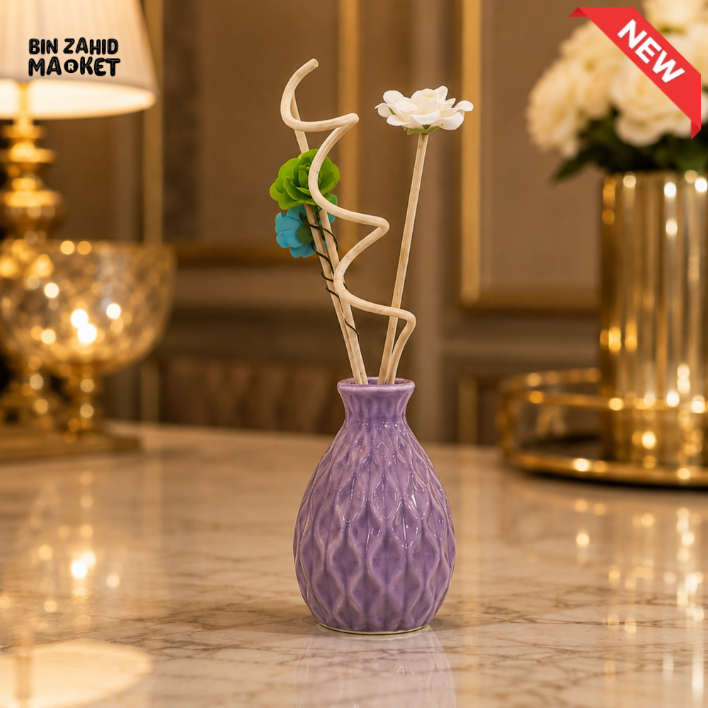 PURPLE CERAMIC FLORAL REED DIFFUSER DECOR