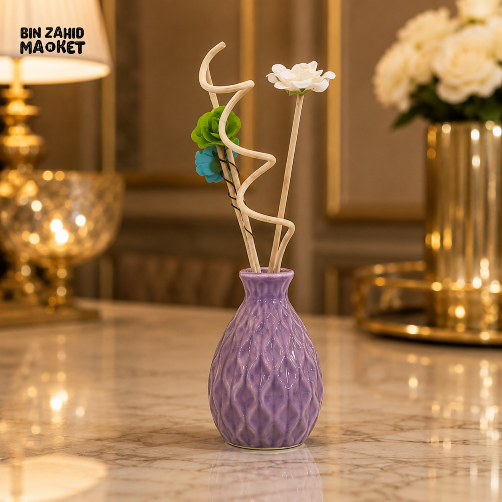 PURPLE CERAMIC FLORAL REED DIFFUSER DECOR