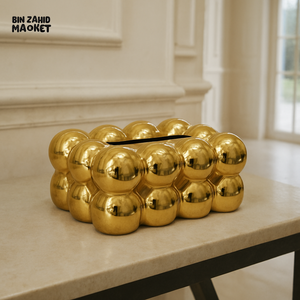 PVC BUBBLE DESIGN TISSUE BOX HOLDER – LUXURY VILLA TABLETOP DECOR - GOLD