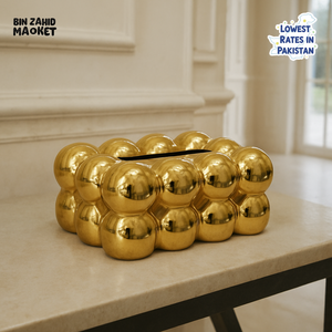 PVC BUBBLE DESIGN TISSUE BOX HOLDER – LUXURY VILLA TABLETOP DECOR - GOLD