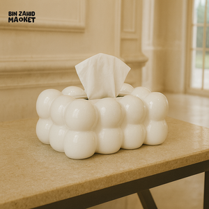 PVC BUBBLE DESIGN TISSUE BOX HOLDER – LUXURY VILLA TABLETOP DECOR - WHITE