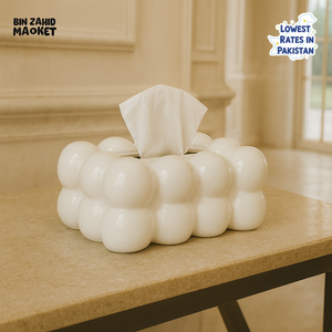 PVC BUBBLE DESIGN TISSUE BOX HOLDER – LUXURY VILLA TABLETOP DECOR - WHITE