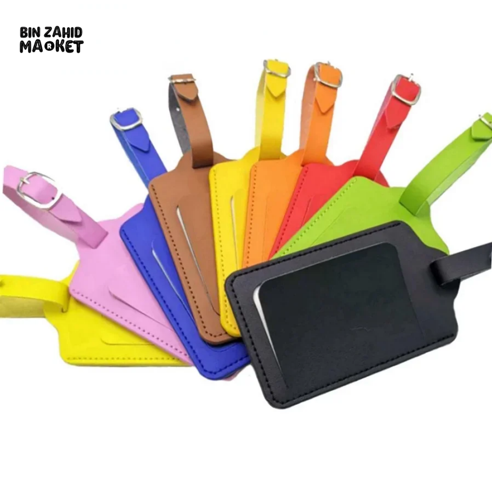 QUALITY LEATHER LUGGAGE TAG TRAVEL ACCESSORIES SUITCASE ID NAME HOLDER PORTABLE BAGGAGE TAG