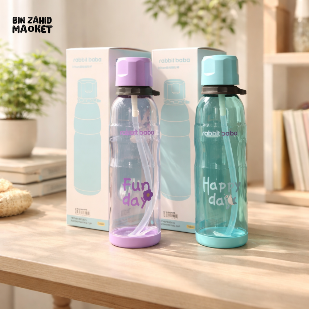 RABBIT BABA TRITAN SPORTS WATER BOTTLE 700ML – PREMIUM AESTHETIC DRINK BOTTLE WITH STRAW