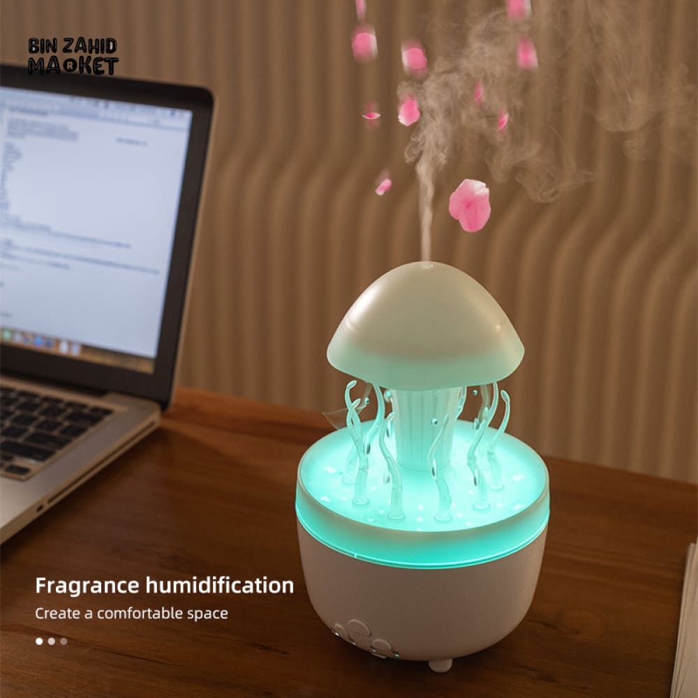 RAINDROP JELLYFISH AROMATHERAPY HUMIDIFIER WITH REMOTE CONTROL – LED MIST DIFFUSER FOR BEDROOM & OFFICE