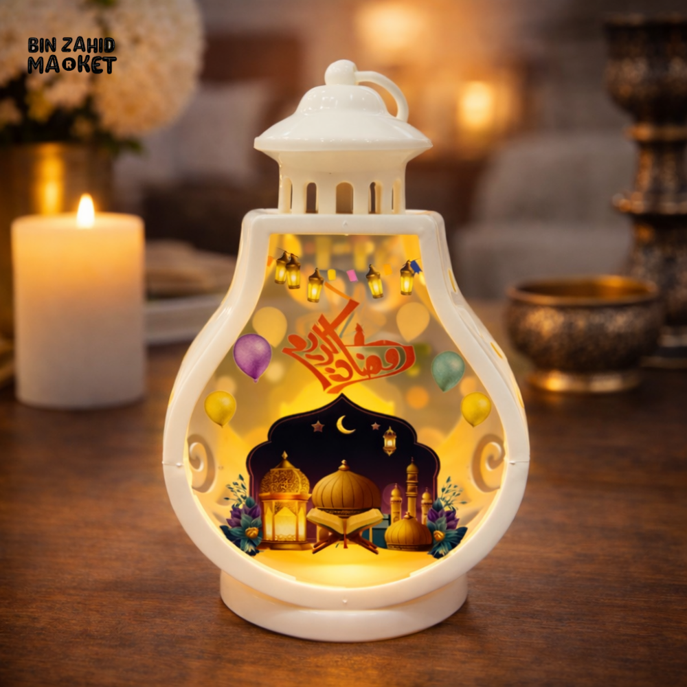 RAMADAN FESTIVE LED LANTERN ISLAMIC TABLE DECOR NIGHT LIGHT - BLACK