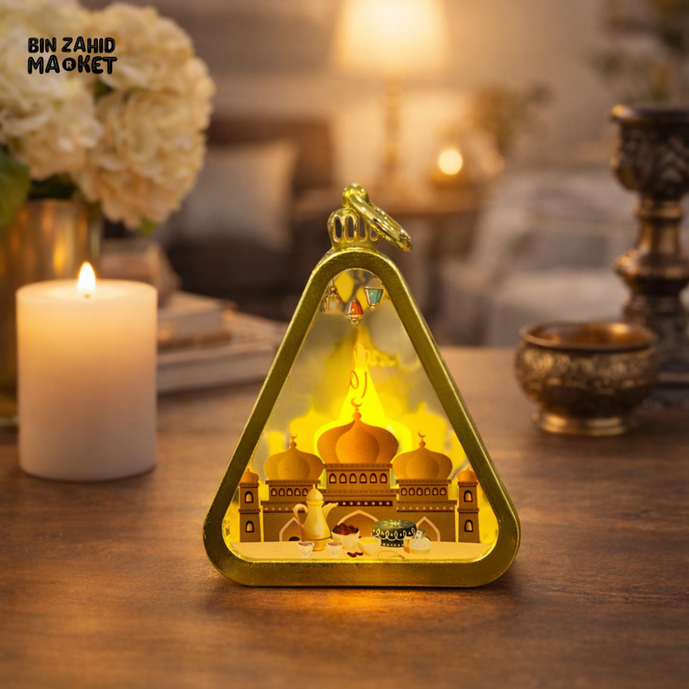 RAMADAN GLOW TRIANGLE LED TABLE DECOR – ISLAMIC MOSQUE LIGHT ORNAMENT