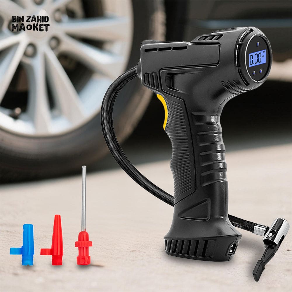 RECHARGEABLE PORTABLE AIR PUMP – LITHIUM BATTERY INFLATOR FOR CAR TIRES BIKES & BALLS HOME & OUTDOOR